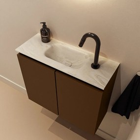 Mondiaz Ture DLux toiletmeubel 60cm rust met wastafel ostra midden met kraangat