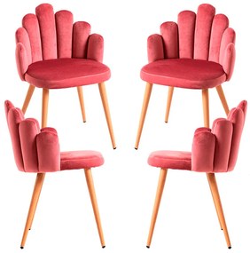 Set 4 Fluwelen Handstoelen