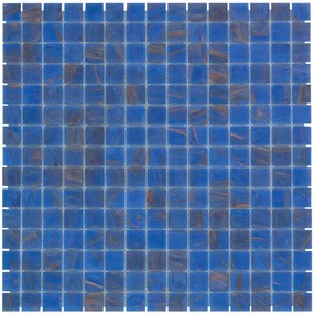 The Mosaic Factory Amsterdam vierkante glasmozaïek tegels 32x32 blauw met gouden accenten