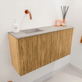 Mondiaz Joya DLux 80cm toiletmeubel oak met wastafel faye links zonder kraangat glace