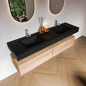 Zaro Alan badmeubel 170cm washed oak 2 lades met vrijhangende wastafel cloud dubbel 2 kraangaten urban