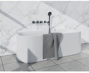 Fortifura Nebbio Badcombinatie-set - thermostaatkraan - wandaansluitbocht met handdouchehouder - metalen doucheslang - ronde handdouche - uitloop - gunmetal SW1183068 2x SW1183076 2x SW1183081 SW766536 SW706