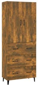 vidaXL Hoge kast 69,5x34x180 cm bewerkt hout gerookt eikenkleurig