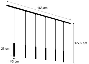 Modern railsysteem met 6 hanglampen zwart 1-fase - Slimline Keno G9 Binnenverlichting Lamp