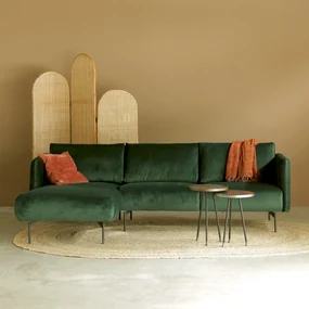 Velvet Hoekbank Groen Hoek Links