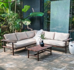 The Outsider Hoek Loungeset - Laruna - Acaciahout - Vintage Bruin /  Wit - The Outsider
