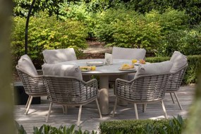 Taste by 4 Seasons Puglia low dining set latte met Low Donato tafel met keramisch blad Ø 160 cm  Tuinset    taupe weerbestendig