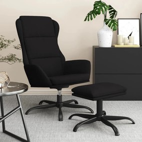 vidaXL Relaxstoel met voetenbank microvezelstof zwart