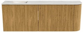 Mondiaz Joya DLux 110cm toiletmeubel ronding rechts oak met wastafel faye links zonder kraangat ostra