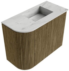 Mondiaz Joya DLux 50cm toiletmeubel ronding links dusk met wastafel faye rechts 1 kraangat opalo