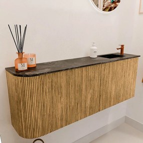 Mondiaz Joya DLux 110cm toiletmeubel ronding links oak met wastafel faye rechts 1 kraangat lava