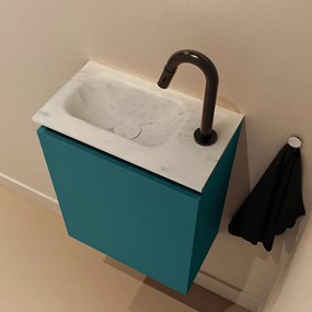 Mondiaz Ture DLux toiletmeubel 40cm smag met wastafel opalo links met kraangat