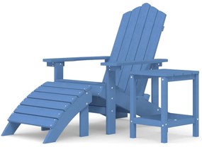 vidaXL Tuinstoel Adirondack met voetenbank en tafel HDPE aquablauw