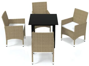 vidaXL 5-delige Tuinset met kussens poly rattan beige