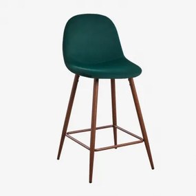 Glamm Fluwelen Hoge Kruk Donker Hout & Jungle Groen & ↑65 Cm - Sklum