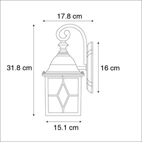 Romantische buiten wandlantaarn brons - London Klassiek / Antiek, Landelijk / Rustiek E27 Buitenverlichting kubus / vierkant vierkant