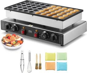 VEVOR Mini Pannenkoekenmaker Commerciële Nederlandse Mini Pannenkoekenmachine, 50 stuks, 43 mm Diameter, Dorayaki Bakmachine, 1700 W, Dubbele Temperatuur- en Tijdsregeling, in Keukens en Restaurants