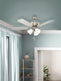 EGLO Las Palmas 35077 | Plafondventilator 132CM Nikkel/Zilver | Inclusief Lamp
