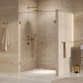 Brauer Void Carving profielloze nisdeur 140cm met draaideur 70cm aan muur messing geborsteld PVD