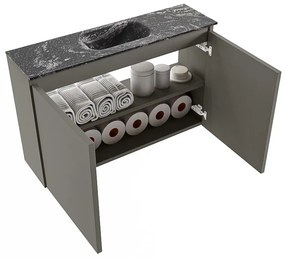 Mondiaz Ture DLux toiletmeubel 80cm smoke met wastafel lava midden met kraangat