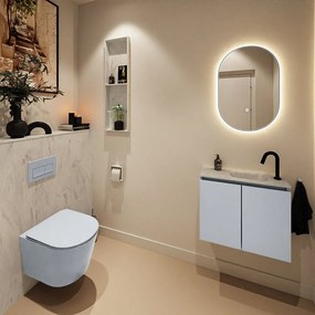 Mondiaz Ture DLux toiletmeubel 60cm clay met wastafel opalo rechts met kraangat