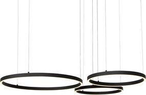 Hanglamp zwart incl. LED 3-staps dimbaar 3-lichts - Anello