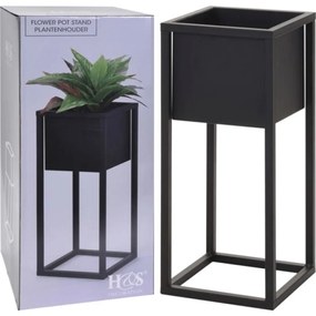 H&S Collection Home&Styling Bloempot op standaard 50 cm metaal zwart