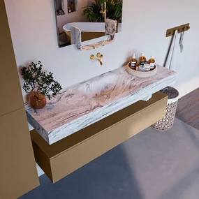 Mondiaz Alan DLux badmeubel 150cm oro 1 lade met wastafel glace midden zonder kraangat