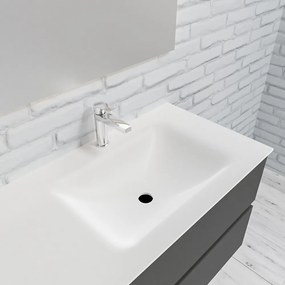 Zaro Valencia Solid Surface badmeubel 150cm mat antraciet 1 kraangat spoelbak rechts 4 lades