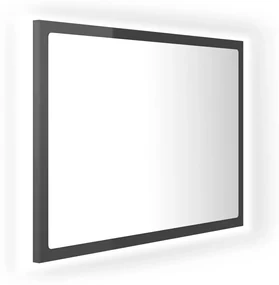 vidaXL Badkamerspiegel LED 60x8,5x37 cm spaanplaat hoogglans grijs