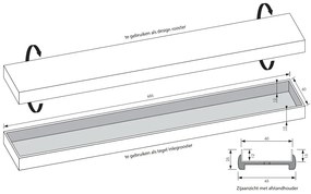 Brauer los multifunctioneel tegelinlegrooster 70cm gunmetal geborsteld PVD