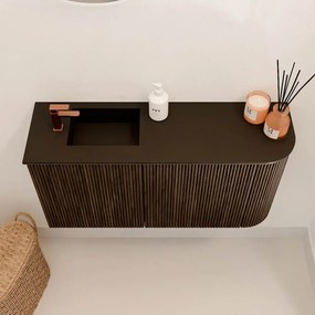 Mondiaz Joya 80cm toiletmeubel ronding rechts walnut met wastafel faye links 1 kraangat urban