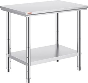 VEVOR RVS werktafel 60X90X80 cm Voedselbereiding voor maaltijdvoorbereiding, naaien, wassen, knutselen, garagegebruik, enz.