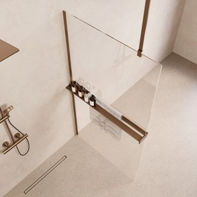 Saniclear Bright inloopdouche 90cm met handdoekhouder en helder glas verouderd messing