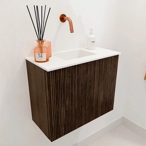Mondiaz Joya 50cm toiletmeubel walnut met wastafel faye midden zonder kraangat talc