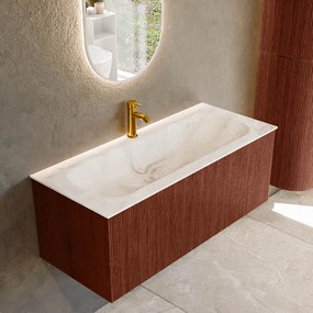Mondiaz Kurve-dlux 110cm badmeubel ruby met 1 lade en wastafel big medium midden 1 kraangat frappe