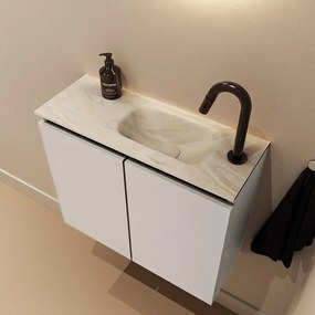 Mondiaz Ture DLux toiletmeubel 60cm linen met wastafel ostra rechts met kraangat