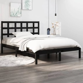 vidaXL Bedframe massief hout zwart 150x200 cm 5FT King Size