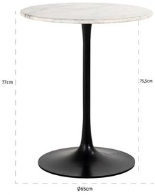 Richmond Interiors Carlten Bistro Tafel Rond Wit Marmer - 65 X 65cm.