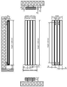 Eastbrook Hadleigh radiator 30x120cm aluminium 779W wit mat