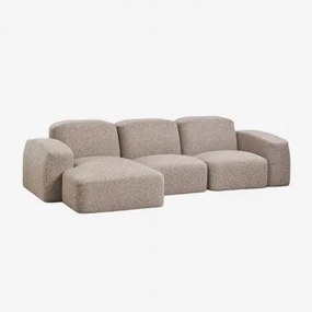 Bastian 3-delige Modulaire Chaise Longuebank Links Bouclé Mokkabruin - Sklum