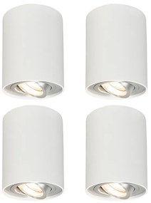 Set van 4 Spot / Opbouwspot / Plafondspots wit draai- en kantelbaar - Rondoo up Design, Modern GU10 Binnenverlichting Lamp