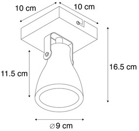 Set van 2 industriële Spot / Opbouwspot / Plafondspots grijs beton 1-lichts - Creto Industriele / Industrie / Industrial GU10 rond Binnenverlichting Lamp