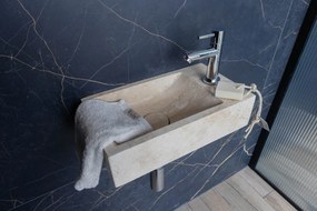 Saniclear White Travertin fonteinset met rechte kraan in chroom