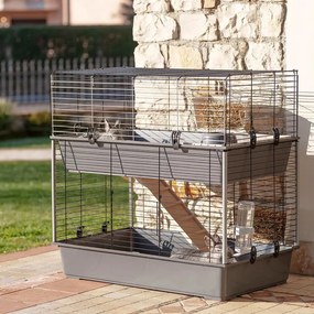 Ferplast Konijnenhok Rabbit 100 Double 95x57x93,5 cm grijs