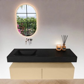 Zaro Alan badmeubel 140cm sand 2 lades met vrijhangende wastafel cloud links zonder kraangat urban
