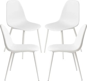 Set 4 White Teok Kunstlederen Stoelen