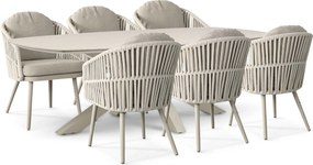 Tuinset 6 personen 240 cm Rope Zand/Beige Santika Furniture Santika