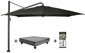 Icon zweefparasol 350x350 cm faded black met 150 KG voet en hoes