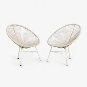 Set Van 2 Stoelen Van Staal En Synthetisch Riet New Acapulco Tapioca Beige - Sklum